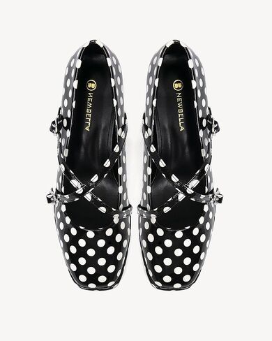 أحذية ماري جين النسائية مكتنزة بلوك كعب الزفاف أحذية للنساء منخفضة الكعب إغلاق مربع مضخات اصبع القدم in Kuwait