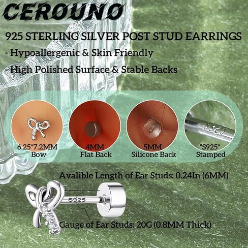Flat Back Stud Earrings - 925 Sterling Silver Post Flatback Earrings Gold Silver Cubic Zirconia Earrings Studs for Women in Saudi Arabia