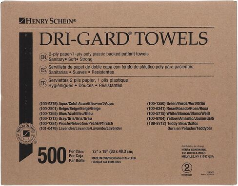 مناشف المريض DRI-GARD من الأنسجة/بولي-بيضاء ، 13 "× 19" ، 500/حالة ، يمكن التخلص منها ، مناشف الكتان غير المعتمة-متينة ومقاومة للسوائل للاستخدام الطبي أو الأسنان أو الشخصي in Kuwait