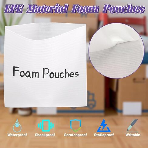 200 PCS Foam Pouches و Packaging Paper for Moving Foodies ، 5 أحجام تعبئة أكياس الرغوة ، ورق الصحف مع ملصقات هشة لحماية الأطباق Cup China (16x16 "، 14x14" ، 12x12 "، 7.8x12" ، 7.8 × 7.8 ") in Kuwait