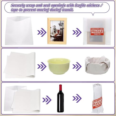 200 PCS Foam Pouches و Packaging Paper for Moving Foodies ، 5 أحجام تعبئة أكياس الرغوة ، ورق الصحف مع ملصقات هشة لحماية الأطباق Cup China (16x16 "، 14x14" ، 12x12 "، 7.8x12" ، 7.8 × 7.8 ") in Kuwait