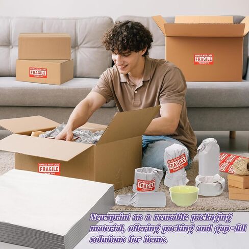 200 PCS Foam Pouches و Packaging Paper for Moving Foodies ، 5 أحجام تعبئة أكياس الرغوة ، ورق الصحف مع ملصقات هشة لحماية الأطباق Cup China (16x16 "، 14x14" ، 12x12 "، 7.8x12" ، 7.8 × 7.8 ") in Kuwait