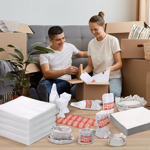 200 PCS Foam Pouches و Packaging Paper for Moving Foodies ، 5 أحجام تعبئة أكياس الرغوة ، ورق الصحف مع ملصقات هشة لحماية الأطباق Cup China (16x16 "، 14x14" ، 12x12 "، 7.8x12" ، 7.8 × 7.8 ") in Kuwait