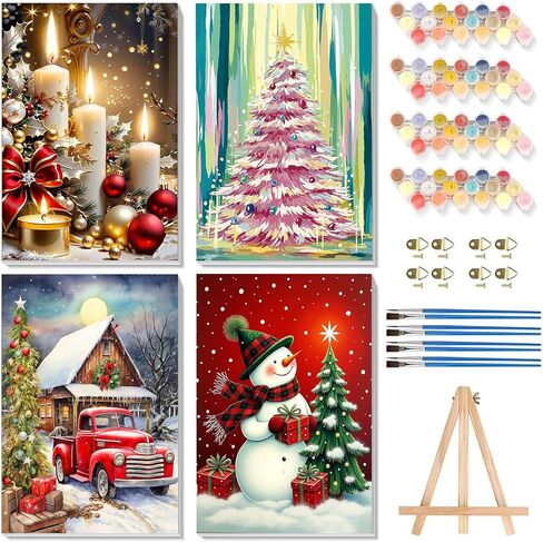 4 حزمة الطلاء من أرقام أرقام للبالغين - الحامل الخشبي ، الطلاء الوطني للحديقة بالأرقام مع الإطار ، اللوحة البالغة المناظر الطبيعية بواسطة مجموعات الأرقام على قماش ، سهلة لوحة الهدية للوحدة الزيتية 8x12inch in Kuwait