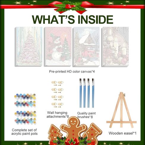 4 حزمة الطلاء من أرقام أرقام للبالغين - الحامل الخشبي ، الطلاء الوطني للحديقة بالأرقام مع الإطار ، اللوحة البالغة المناظر الطبيعية بواسطة مجموعات الأرقام على قماش ، سهلة لوحة الهدية للوحدة الزيتية 8x12inch in Kuwait