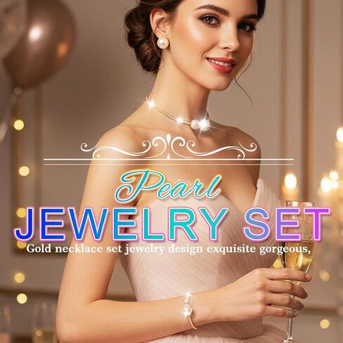 Nicute Pearl Bridal Wedding Jewelry Set Silver Rhinestone Necklace Bracelet Set Prom Necklaces Jewelry Accessories for Women in Saudi Arabia