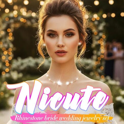 Nicute Pearl Bridal Wedding Jewelry Set Silver Rhinestone Necklace Bracelet Set Prom Necklaces Jewelry Accessories for Women in Saudi Arabia
