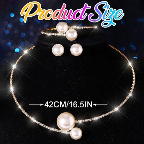 Nicute Pearl Bridal Wedding Jewelry Set Silver Rhinestone Necklace Bracelet Set Prom Necklaces Jewelry Accessories for Women in Saudi Arabia