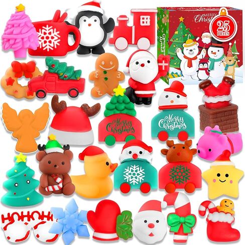 Squishies, 26 Pack Mochi Squishy Toys - Christmas Kawaii Cat Squishys Slow Rising Animals - Party Favors, Goodie Bag, Birthday Gifts, Mini Squishies Stress Reliever Toy Pack in Saudi Arabia