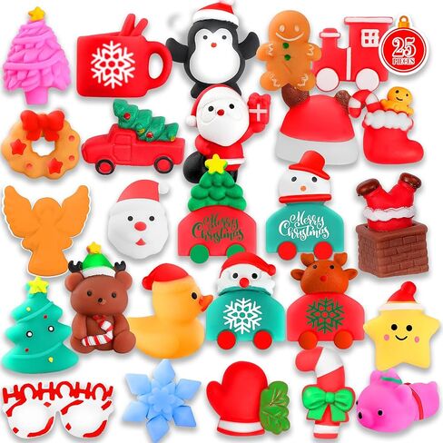 Squishies, 26 Pack Mochi Squishy Toys - Christmas Kawaii Cat Squishys Slow Rising Animals - Party Favors, Goodie Bag, Birthday Gifts, Mini Squishies Stress Reliever Toy Pack in Saudi Arabia