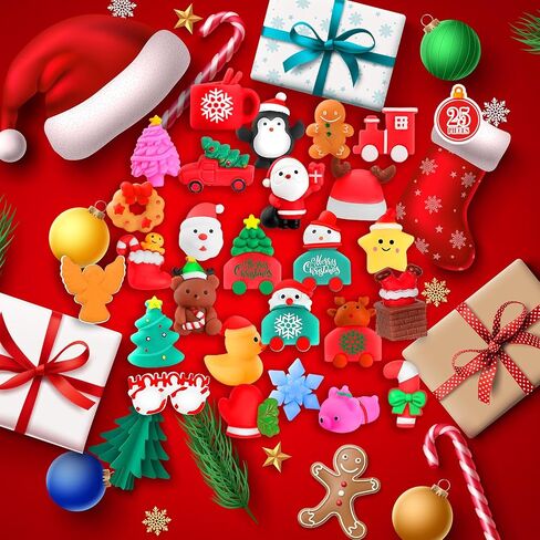 Squishies, 26 Pack Mochi Squishy Toys - Christmas Kawaii Cat Squishys Slow Rising Animals - Party Favors, Goodie Bag, Birthday Gifts, Mini Squishies Stress Reliever Toy Pack in Saudi Arabia