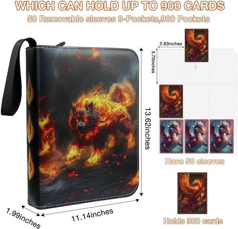 4 Pocket Card Binder, Trading Card Binder Fits 400 Cards with 50 Removable Sleeves, Waterproof Card Holder Album for MTG, TCG, Game Cards & Baseball Sports Cards, Collectors Boys Girls Gift in Saudi Arabia