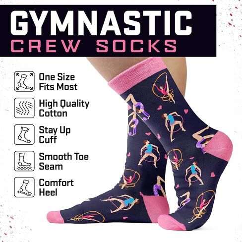 Gymnastics Gifts - Perfect Socks for Girls, Ideal For 7, 8, 9 Year Old Girl Gifts, Unique Stocking Stuffers for Teen Girls, Christmas Presents, Gymnastics Coach gifts, Warm and Soft Gymnastics Stuff in Kuwait