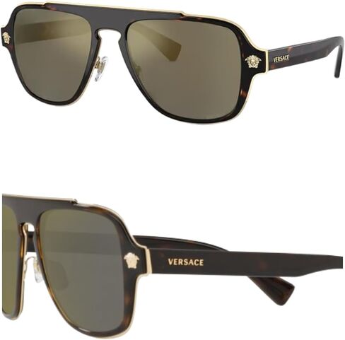 Versace VE2199 نظارة شمسية للقلب البيضاوي للرجال - إطار معدني مع معابد ، مجموعة نظارات eshades متضمنة in Saudi Arabia