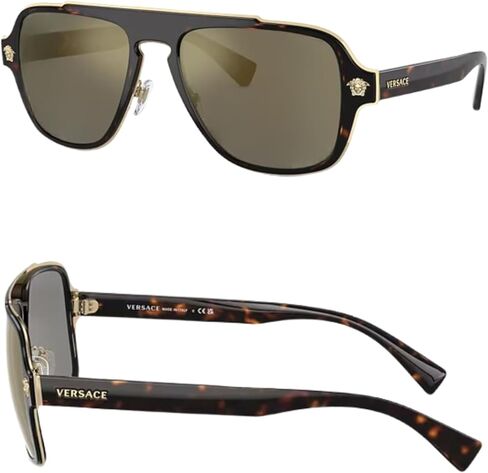 Versace VE2199 نظارة شمسية للقلب البيضاوي للرجال - إطار معدني مع معابد ، مجموعة نظارات eshades متضمنة in Saudi Arabia