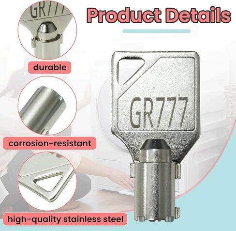 2 عبوة GR777 توافق مفتاح مفتاح Keypower الأنبوبي مع لوحة الخدمة للسرعة كوين Door/لوحة خدمة/غسالة عملة ، لسرعة Queen Maytag ESD Lock in Kuwait
