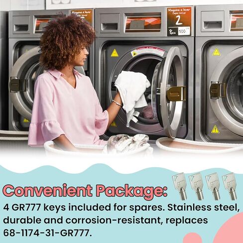 2 عبوة GR777 توافق مفتاح مفتاح Keypower الأنبوبي مع لوحة الخدمة للسرعة كوين Door/لوحة خدمة/غسالة عملة ، لسرعة Queen Maytag ESD Lock in Kuwait