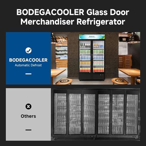 ثلاجة تاجر تجاري Bodegacooler ، 2 ثلاجة مشروبات تجارية من الزجاج ، 40 مكيف. برودة عرض مشروبات FT مع ضوء LED ناعم ورفوف قابلة للتعديل و 4 عجلات قوية (أسود) in Kuwait