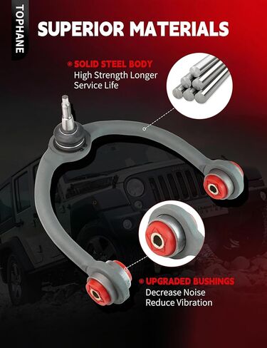 12pc Front Upper Control Arms Suspension Kit for 2005-2010 Jeep Grand Cherokee & Commander – Upgraded Polyurethane Bushings, Wrinkle Gray in Kuwait