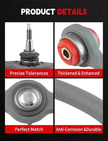 12pc Front Upper Control Arms Suspension Kit for 2005-2010 Jeep Grand Cherokee & Commander – Upgraded Polyurethane Bushings, Wrinkle Gray in Kuwait