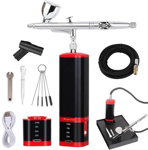 COLOR PEAK Airbrush Kit with Compressor Cordless Dual Action Airbrush Set Rechargeable Detachable Air Brush Gun Portable Airbrush Kit for Makeup Art Painting Craft Cake Tattoo Model Barber in Saudi Arabia
