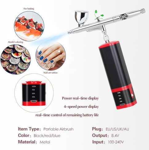 COLOR PEAK Airbrush Kit with Compressor Cordless Dual Action Airbrush Set Rechargeable Detachable Air Brush Gun Portable Airbrush Kit for Makeup Art Painting Craft Cake Tattoo Model Barber in Saudi Arabia