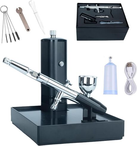 COLOR PEAK Airbrush Kit with Compressor Cordless Dual Action Airbrush Set Rechargeable Detachable Air Brush Gun Portable Airbrush Kit for Makeup Art Painting Craft Cake Tattoo Model Barber in Saudi Arabia