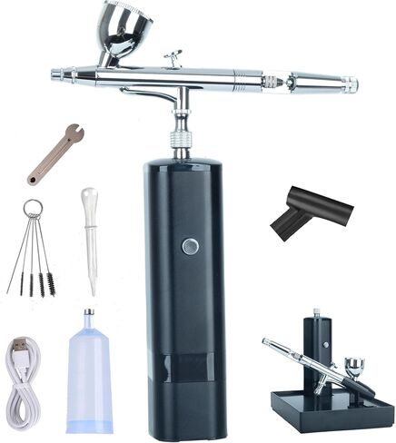 COLOR PEAK Airbrush Kit with Compressor Cordless Dual Action Airbrush Set Rechargeable Detachable Air Brush Gun Portable Airbrush Kit for Makeup Art Painting Craft Cake Tattoo Model Barber in Saudi Arabia