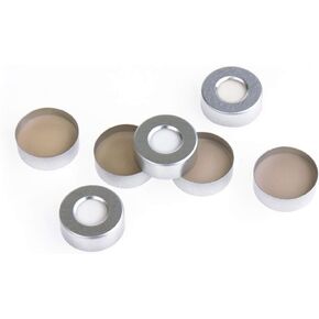 سدادة مجعدة من الألومنيوم مقاس 20 مم مع حاجز فارما فيكس، رمادي PTFE/بوتيل لقارورة مساحة الرأس، عبوة من 100 قطعة in Kuwait