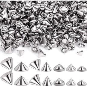 VARMDUKKE 100PCS 8 mm Bullet Spike Cone Studs, ABS Punk Style Metal Studs for Clothing, Small Rivets Cool Flatback Sew Glue on Decoration Spikes for DIY Crafts, Leather Clothes, Boots - Silver in Kuwait