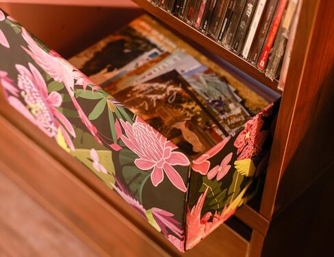 Decorative Storage Box with Lid, Foldable, Pink Floral, Metal Label Frame, Vintage, Cardboard Paperboard Keepsake box, Photo Storage for Memory, Home Decor, knick-knacks and Wool Organizer in Kuwait
