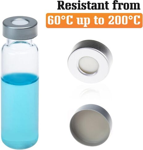 سدادة مجعدة من الألومنيوم مقاس 20 مم مع حاجز فارما فيكس، رمادي PTFE/بوتيل لقارورة مساحة الرأس، عبوة من 100 قطعة in Saudi Arabia
