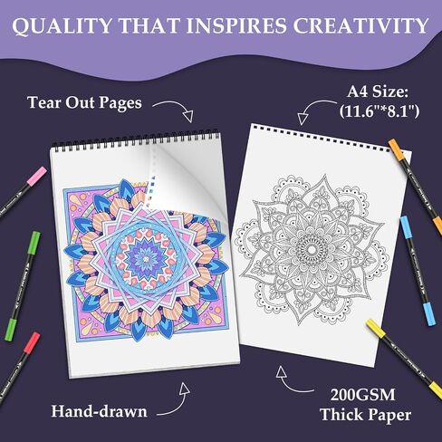 Connect The Dots Coloring Book for Adults Relaxation, 30 Patterns Dot to Dot Books for Women Stress Relief, Spiral Bound Coloring Books, Relaxing Gift for Women, Single-Sided Print World of Dots in Saudi Arabia