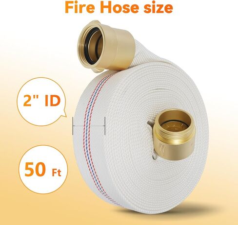 خرطوم النار 100 قدم × 1-1/2 "معرف ، نحاس ناشط ، واجهة NH ، TPU ، البوليستر ، ضغط العمل 250 رطل ، ضغط الانفجار 500 رطل ، النار الداخلية ، المنزل ، غارم حريق الري. in Kuwait