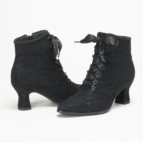 ErikenUrben Women Lace Victorian Boots White Bridal Wedding Booties Zip in Kuwait