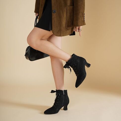 ErikenUrben Women Lace Victorian Boots White Bridal Wedding Booties Zip in Kuwait