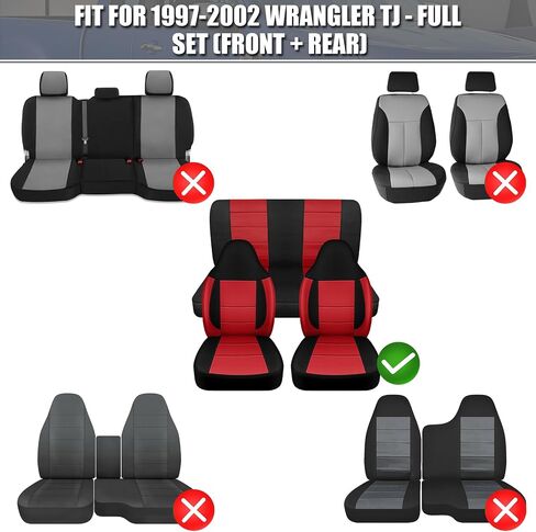 SAPUBK Custom-Fit Seat Covers Replace for 1997-2002 Wrangler TJ, Front and Rear Knitted Fabric Composite Soft Foam Lining Airmesh Breathable TJ Seat Cover Cushion in Saudi Arabia