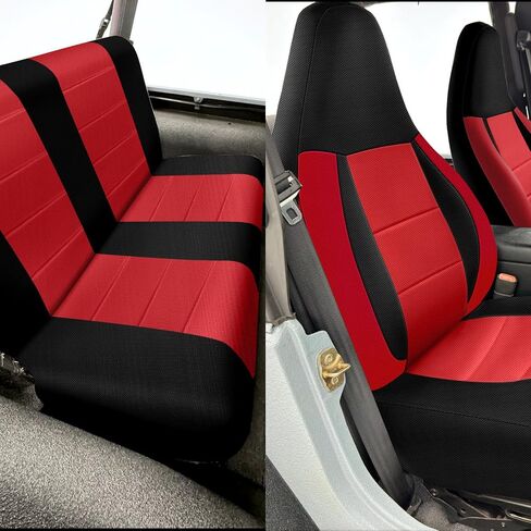 SAPUBK Custom-Fit Seat Covers Replace for 1997-2002 Wrangler TJ, Front and Rear Knitted Fabric Composite Soft Foam Lining Airmesh Breathable TJ Seat Cover Cushion in Saudi Arabia