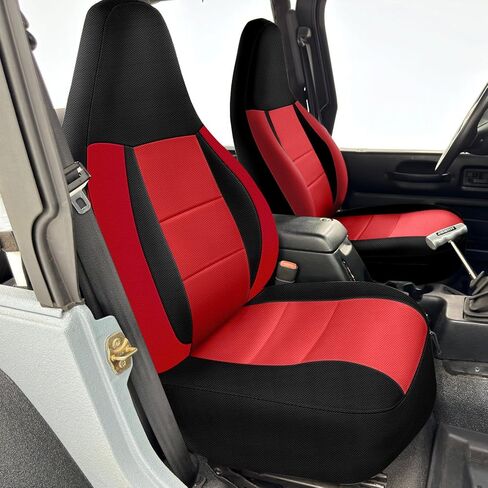 SAPUBK Custom-Fit Seat Covers Replace for 1997-2002 Wrangler TJ, Front and Rear Knitted Fabric Composite Soft Foam Lining Airmesh Breathable TJ Seat Cover Cushion in Saudi Arabia