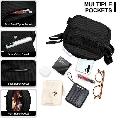 Long Keeper Corduroy Crossbody Bag for Women Cute Purse Strawberry Shoulder Bag Messenger Phone Cross body Bag Handbags Purse in Saudi Arabia