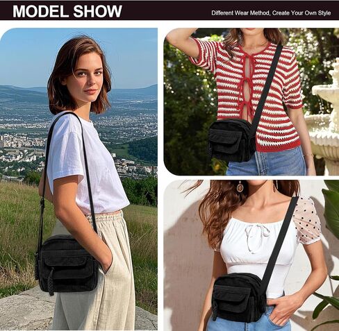 Long Keeper Corduroy Crossbody Bag for Women Cute Purse Strawberry Shoulder Bag Messenger Phone Cross body Bag Handbags Purse in Saudi Arabia