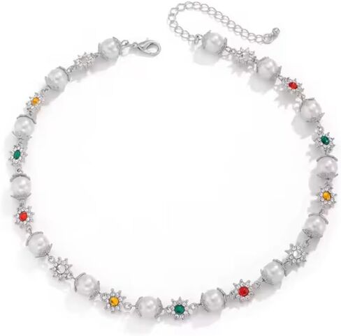 Gold Statement Necklaces for Women and Men – Vintage-Inspired Jewelry Featuring Chokers, Long Gold Layering Chains, Cross Pendants, Daisy Pearls, Floral Details, Colorful Gemstones & Rhinestones – Elegant Coquette, Y2K, Old Money & Unisex Aesthetic Fashio in Kuwait