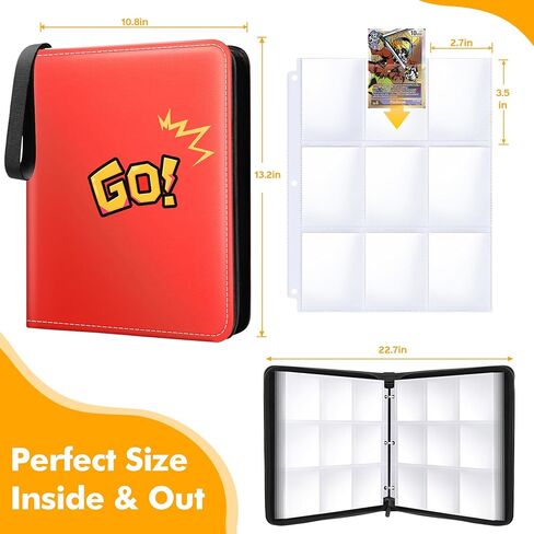 9 Pocket Card Binder Premium Trading Card Binder Holds 720 Cards, Heavy-Duty PU Leather with Secure Zipper for MTG, TCG, Game Sports & Football Cards Collectible Trading Card Albums for Gifts in Kuwait