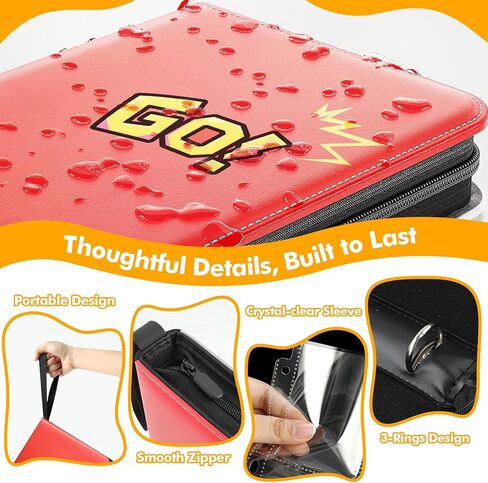 9 Pocket Card Binder Premium Trading Card Binder Holds 720 Cards, Heavy-Duty PU Leather with Secure Zipper for MTG, TCG, Game Sports & Football Cards Collectible Trading Card Albums for Gifts in Kuwait