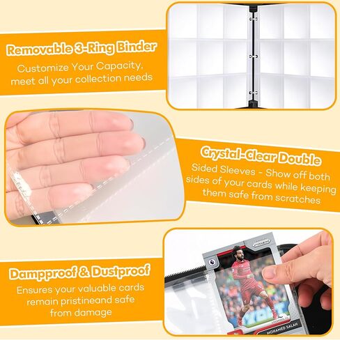9 Pocket Card Binder Premium Trading Card Binder Holds 720 Cards, Heavy-Duty PU Leather with Secure Zipper for MTG, TCG, Game Sports & Football Cards Collectible Trading Card Albums for Gifts in Kuwait