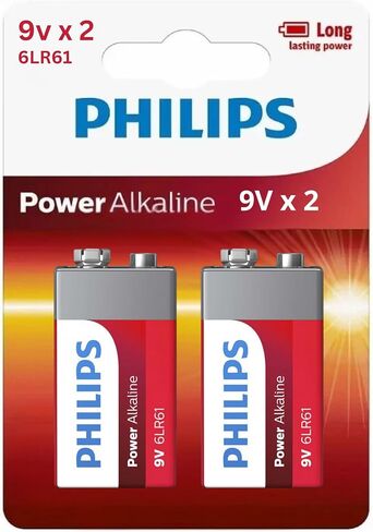 PHILIPS 9 Volt Battery, (8-Count) Power Alkaline 9v Batteries for Smoke Detector, Long Lasting Power Up to 10 Years in Storage, 9v Battery Leak Proof Design, All Purpose Rectangle Batteries. in Saudi Arabia