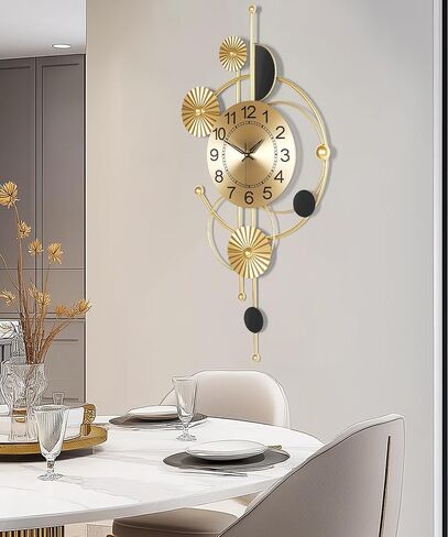Decorative Large Wall Clock,Modern Silent Non-Ticking Metal Wall Art, Horizontal or Vertical Hanging Clock for Living Room, Office, or Entryway (40") in Saudi Arabia