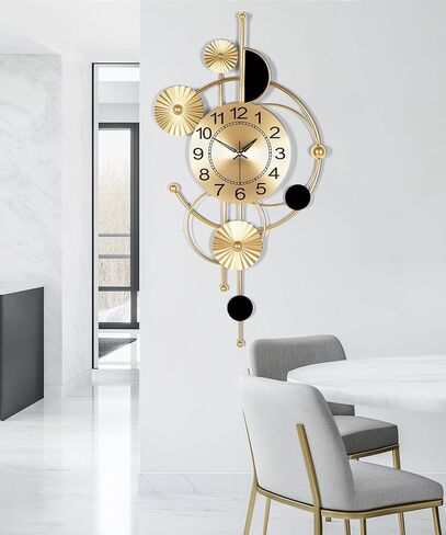 Decorative Large Wall Clock,Modern Silent Non-Ticking Metal Wall Art, Horizontal or Vertical Hanging Clock for Living Room, Office, or Entryway (40") in Saudi Arabia