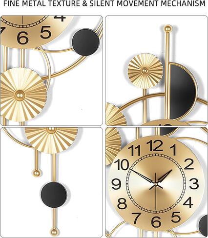 Decorative Large Wall Clock,Modern Silent Non-Ticking Metal Wall Art, Horizontal or Vertical Hanging Clock for Living Room, Office, or Entryway (40") in Saudi Arabia