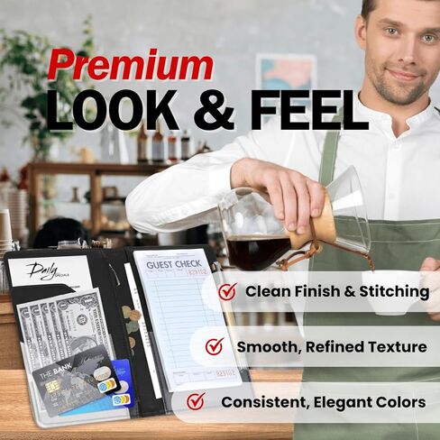 LINTRU Server Book, Reinforced & Durable Server Books for Waitress, Polished & Professional Waitress Book, Organized & Functional Serving Book, Waitress Books for Servers for Restaurants and Cafés in Kuwait